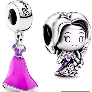 2 NWOT Rapunzel Tangled Disney x Pandora FIT Silver Charms